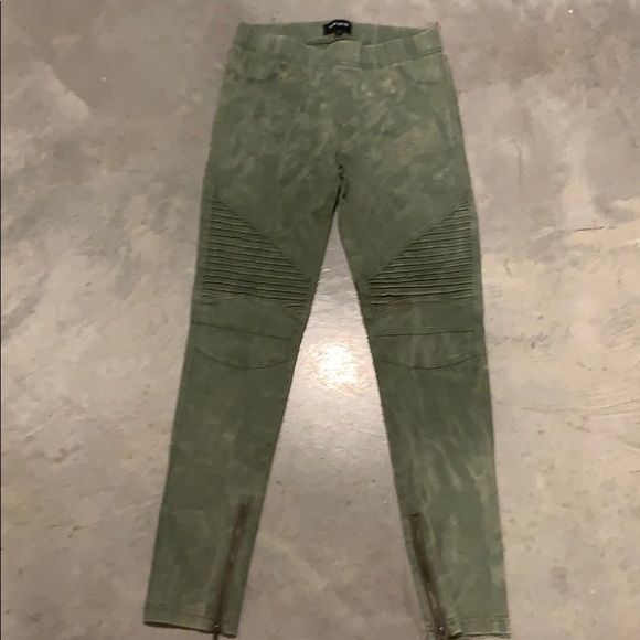 Green Moto style Jeggings - Picture 4 of 6